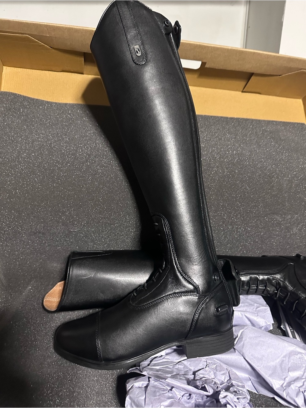 Women's Black Tall Riding Boots - Tredstep Elegant Leather
